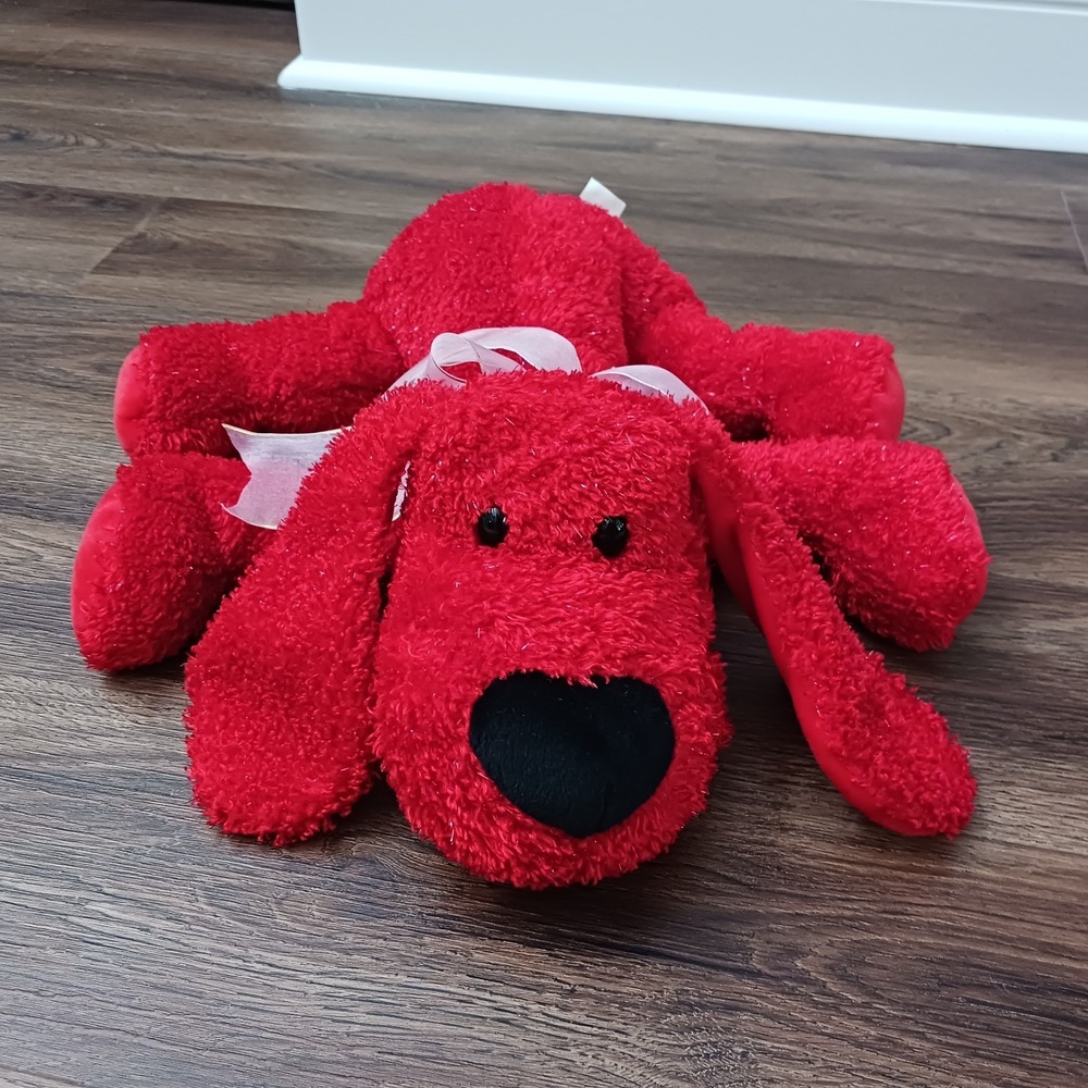 Vintage Commonwealth Dog Big Red Plush Puppy Y2K Sparkle Floppy 18" Toy